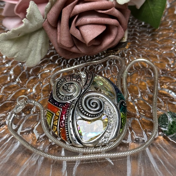 Colorful Silver Pendant Necklace T - Picture 3 of 5